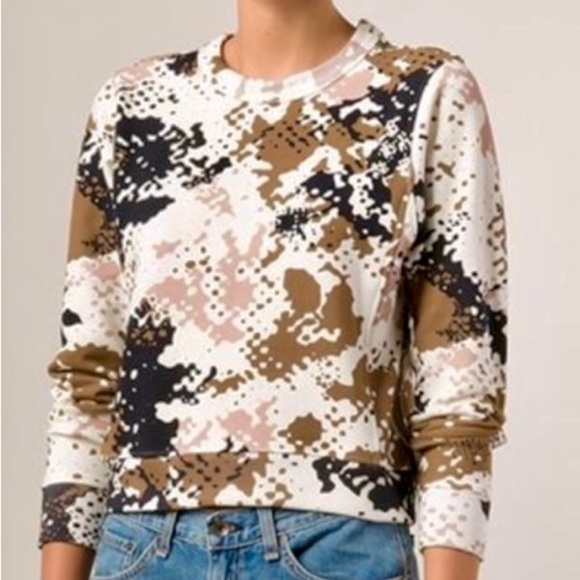 Rag & Bone Poe NWOT splattered camo sweatshirt cropped small cotton/elastin - Picture 13 of 14